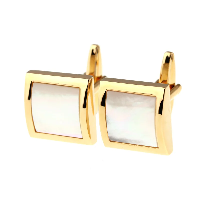 

Natural shell cufflinks square white men's business French senior banquet party suitable shirt buttons fashionable luxurious