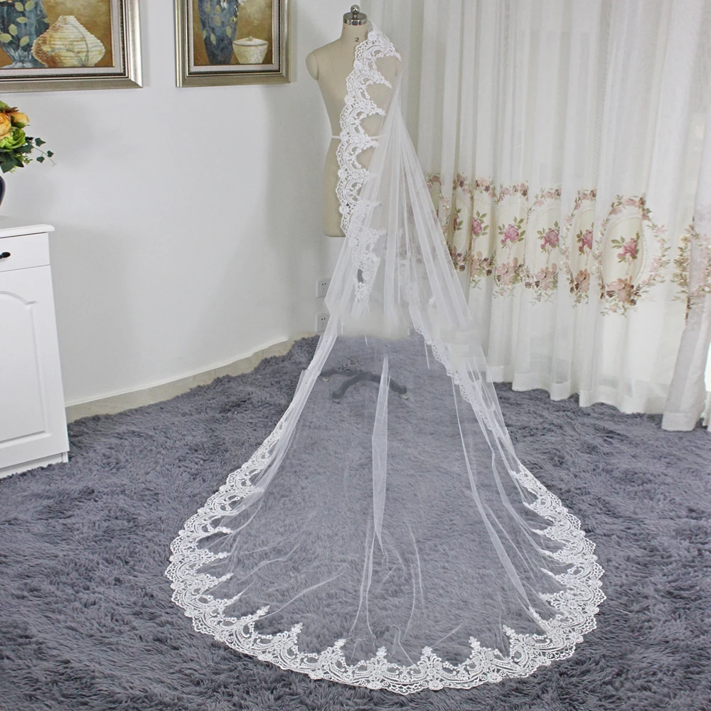 Elegantes velos de Apliques de encaje de 3 metros