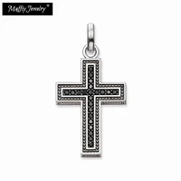 pendant black cross 925 sterling silver with zircon stones fine jewerly accessories fit neckla rebel street gift for men woman