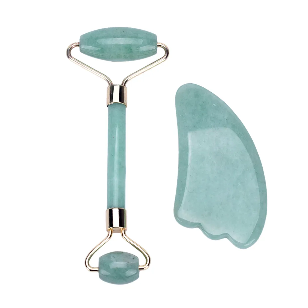 

2020 New Hot sale Beauty Tools Natural Jade Guasha Facial Massage Jade Roller Face Body Massager Beauty Tool Mar.16