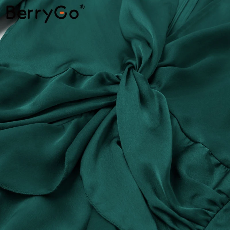 BerryGo уличная одежда сексуальное мини-платье с v-образным вырезом шифоновое