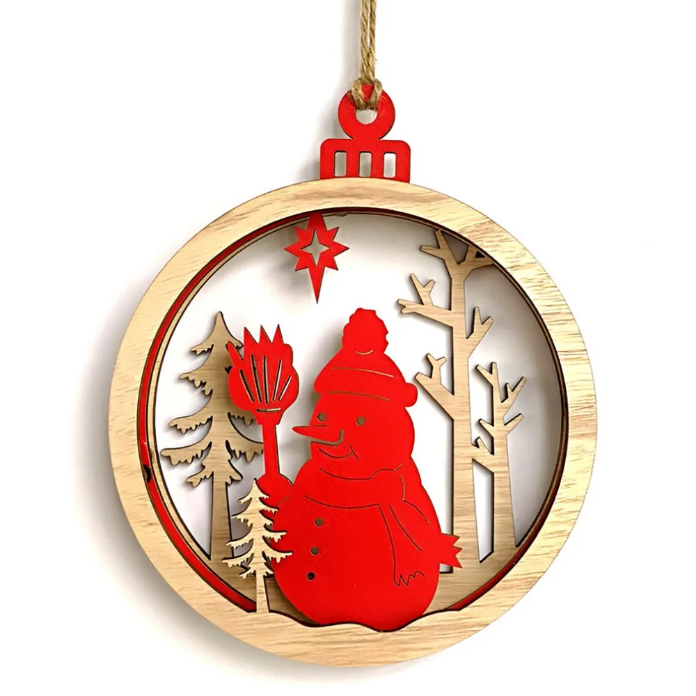 2019 деревянный Рождественский 3D большой кулон в форме лампочки украшение милый