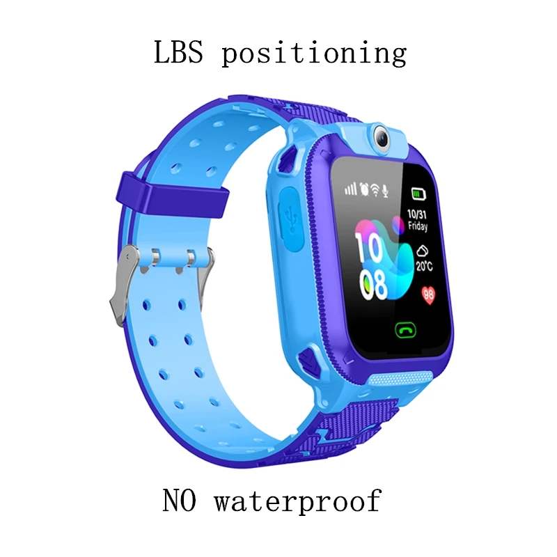 blue no waterproof Детские часы-трекер, умные часы LBS, Многофункциональные цифровые наручные часы с камерой, водонепроницаемые, IOS, Android, детский подарок, Q12, TD27 - Цвет: blue no waterproof