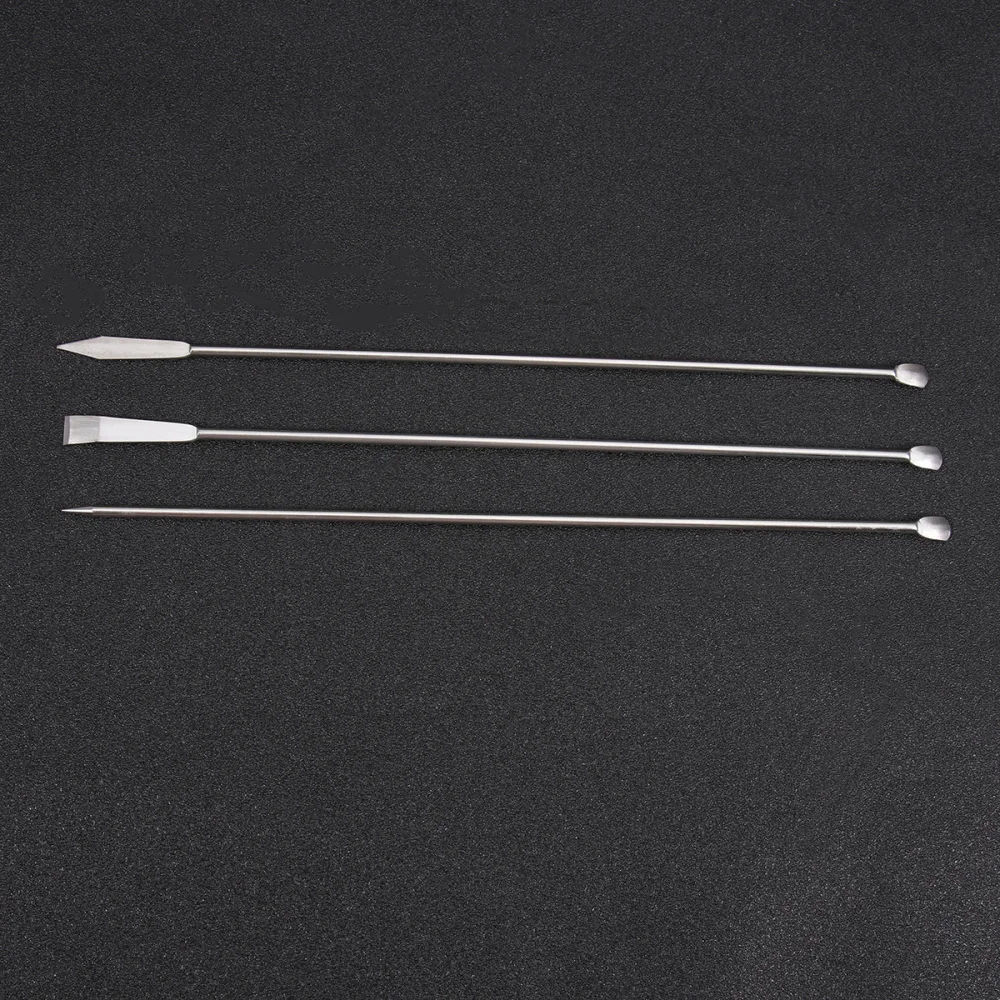 

3pcs Stainless Steel Micro Laboratory Spoons Reagent Sampling Spoon Medicine Spoon (Silver)