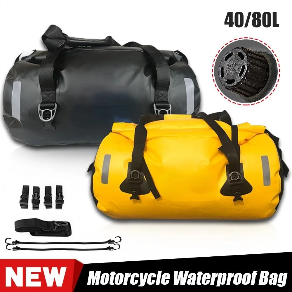

Motorcycle Waterproof Tail Bag Travel Outdoor Dry Luggage Roll Pack Bag 40/80L Motorbike Luggage Backpack Motorcycle Seat Bags