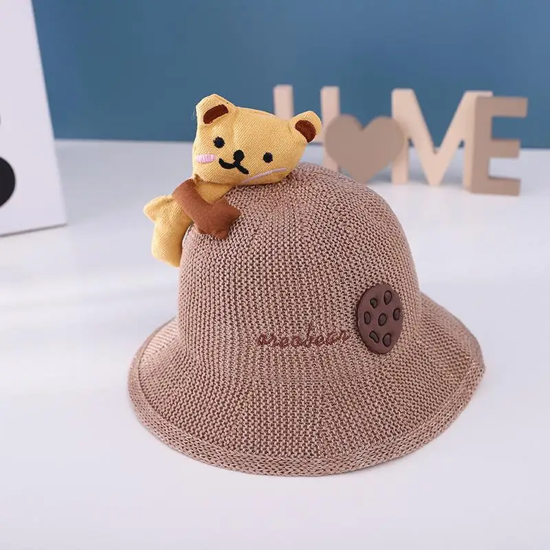 

Летняя хлопковая Панама LDSLYJR с мультяшным медведем, рыбацкая шляпа, уличная дорожная шляпа, кепка от солнца, шляпы для детей, мальчиков и дев...