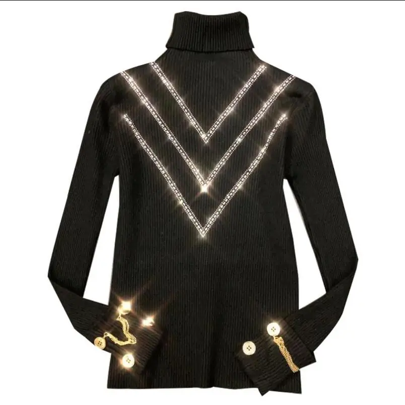 Женский трикотажный свитер-водолазка V-образный вырез | Женская одежда