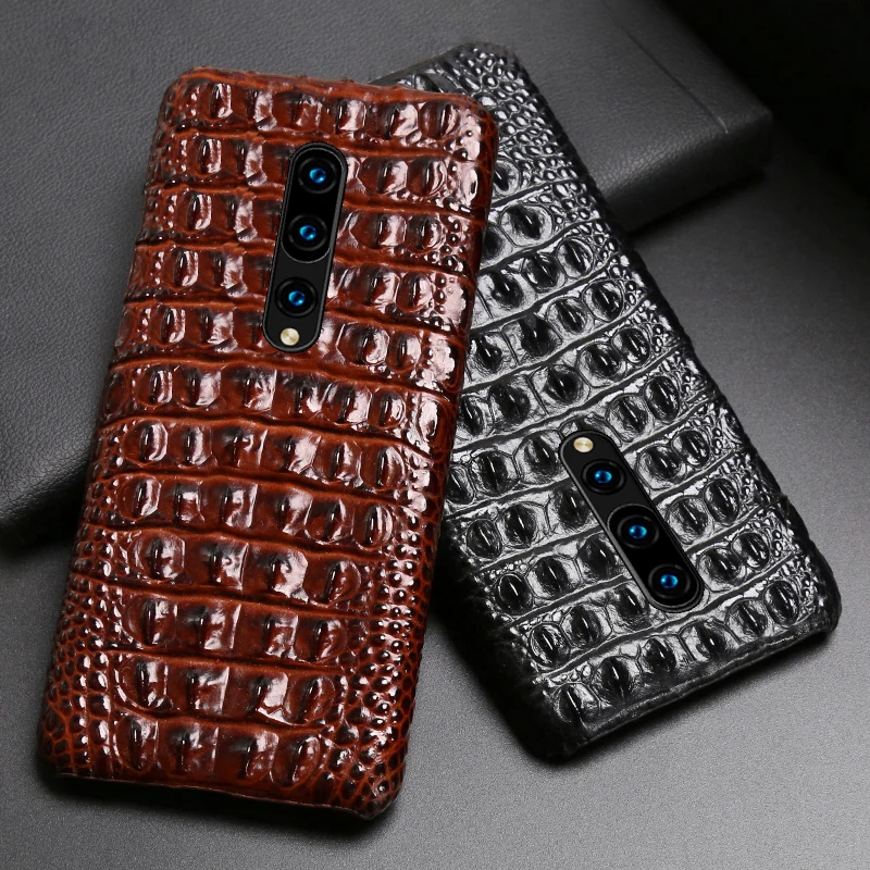 

Genuine Leather Phone Case For Oneplus 8 Pro 7 Pro 7T Pro 9 9T 5 5T 3 3T Case Crocodile Back Texture Back Cover Cowhide Funda