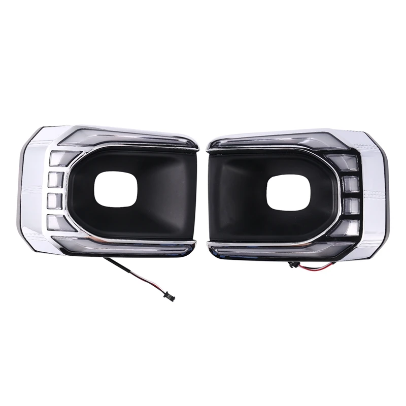 

Novel-for Hilux Revo Rocco 2020 2021 LED DRL Daytime Running Light with Turn Signal Bumper Fog Lights Driving Lamp Silver
