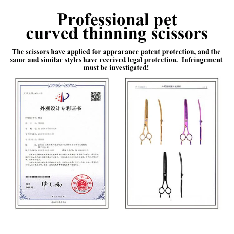 Fenice-Tijeras de peluquer&iacute;a para mascotas JP440c, instrumento profesional para el aseo canino, m&aacute;s finas y curvadas, p&eacute;rdida de pelo del 25%, 7 pulgadas, alta calidad-4