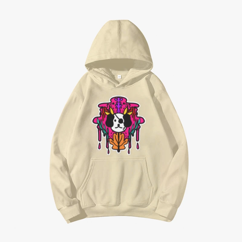 

Мужская теплая плюшевая спортивная одежда с капюшоном, одежда с длинным рукавом, одноглазный свитер с принтом собаки, повседневный осенне-з...