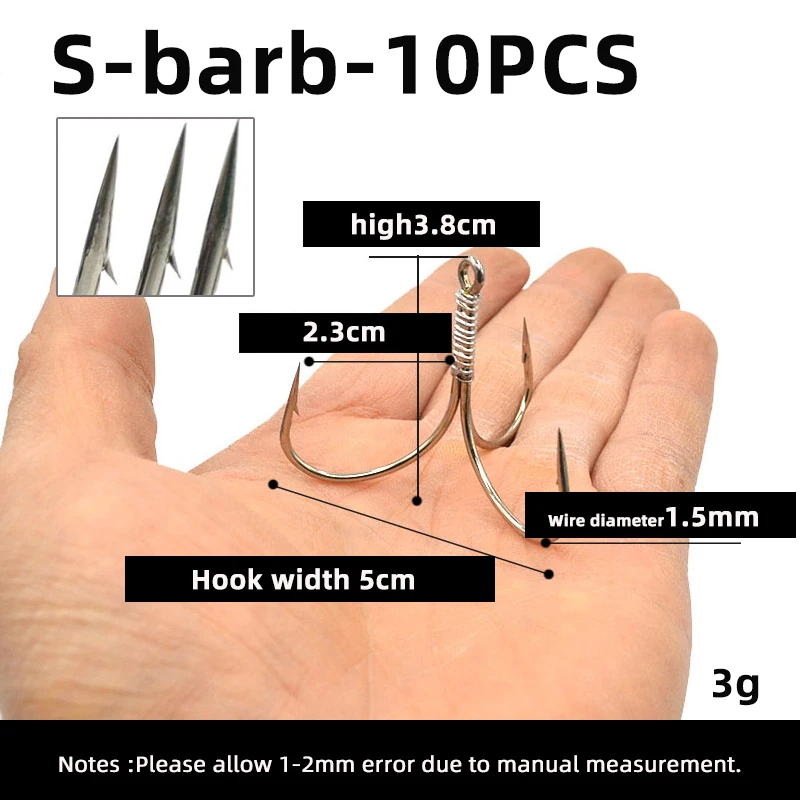 

10pcs Sea Fishing Hook Treble Hooks Triple Hook Catfish Bass Fishing Tackle Fishhook pesca