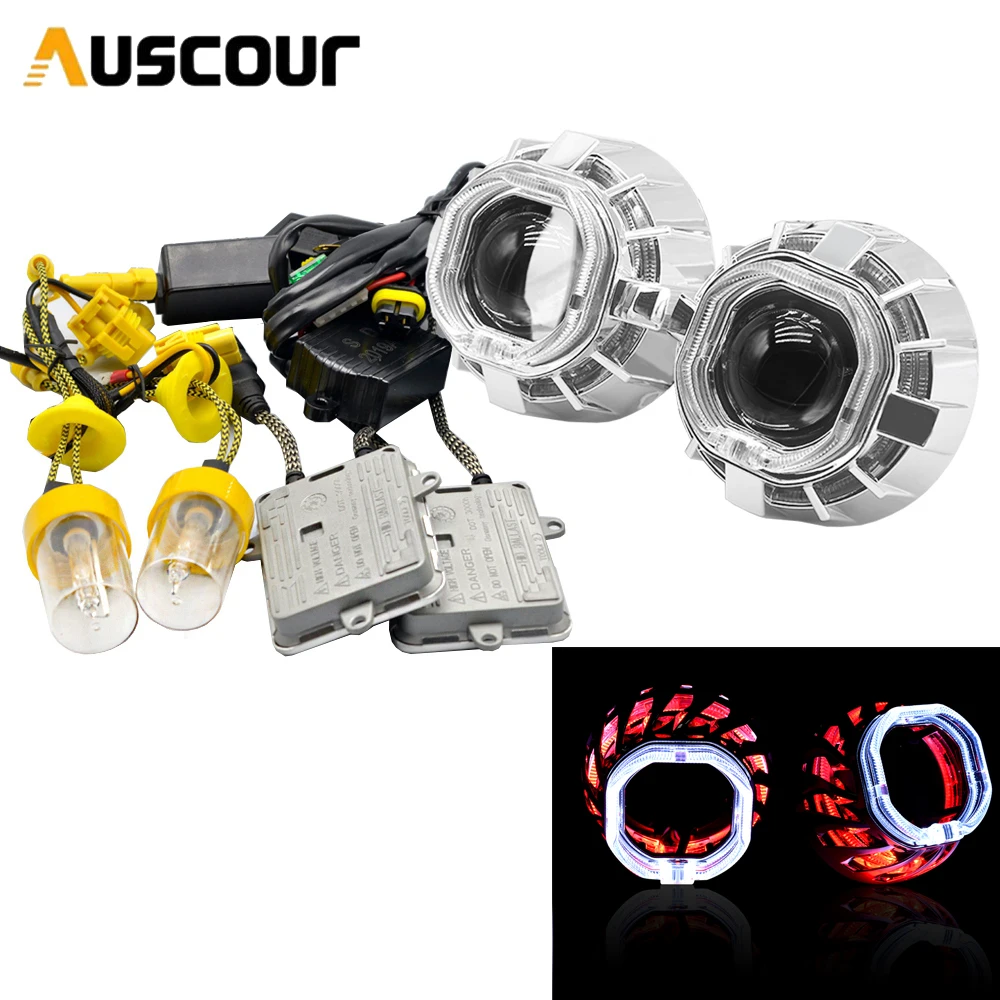 Биксеноновая линза для проектора 2 5 дюйма светодиодный с ангельскими глазами