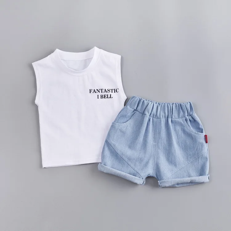Toddler Boy Clothes Children's Summer New Cartoon Pullover Vest Shorts Two-piece Boy's Children's Sleeveless Vest Suit