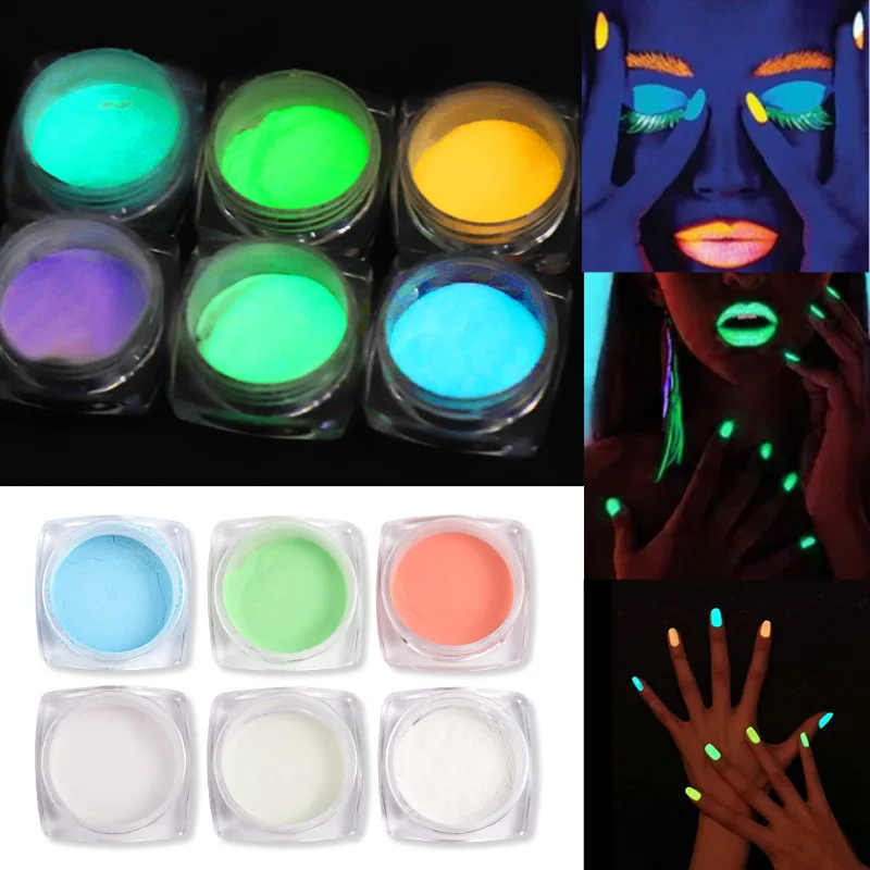 

Nail Glitter Set Neon Phosphor Powder Dust Luminous Pigment Fluorescent Noctilucent Powder Glow In The Dark Nails Accessoires