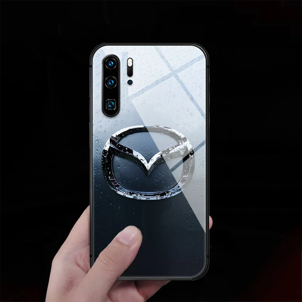 

Mazdas Tempered Glass Phone Case Cover For Huawei P Nova Mate 5T 20 30 40 Pro Lite Smart 2019 2021 3D Soft Black Silicone