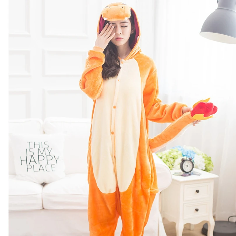 Kigurumi Dinosaur Dragon Pajama Adult Animal Onesies for Women Men Winter Pajamas Dinosaur Sleepwear Flannel Pijamas pyjama