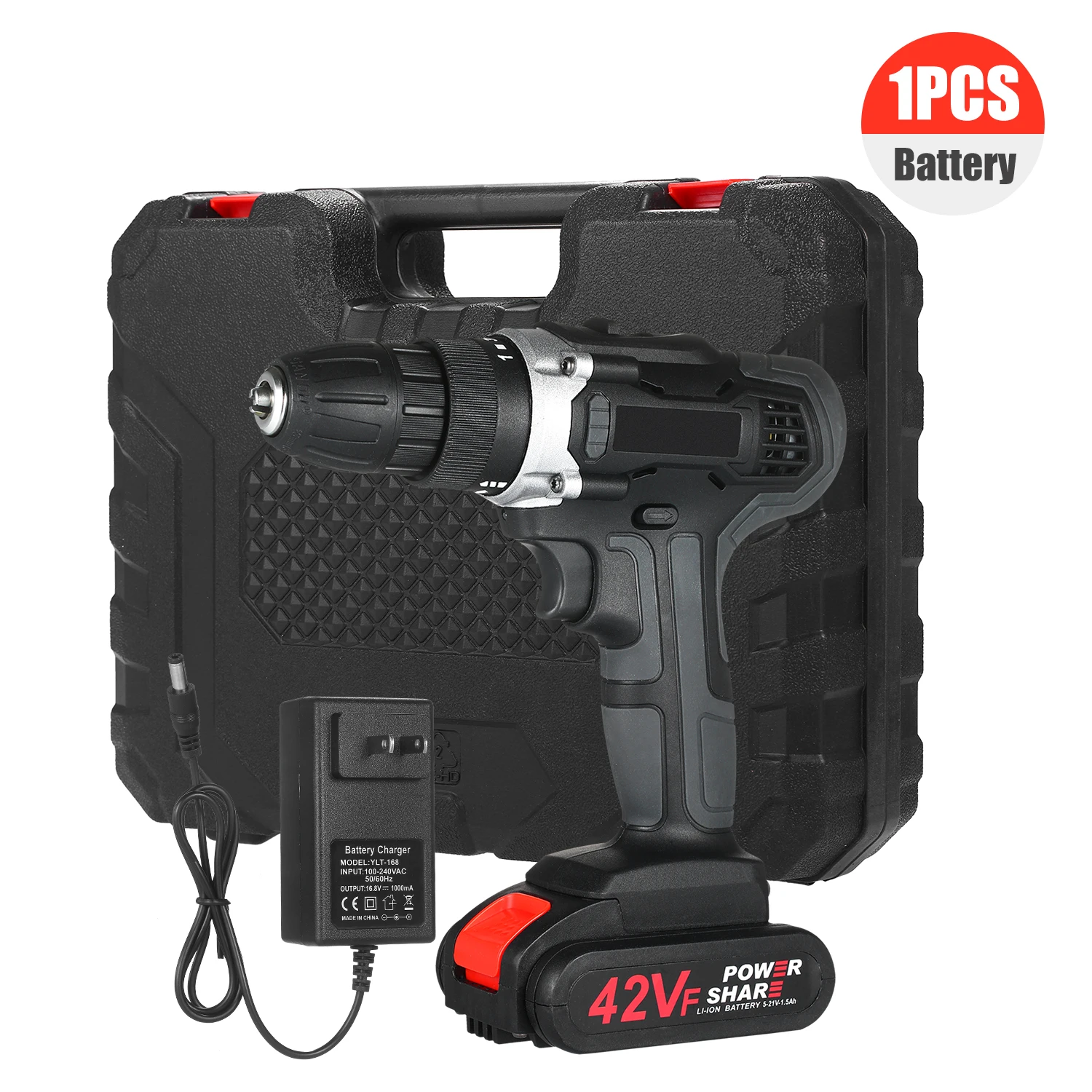 

Electric screwdriver Cordless Drill Dirve Kit Power Driver Brushless Electric Hammer Drill 15+1 Torque Setting with Batteries