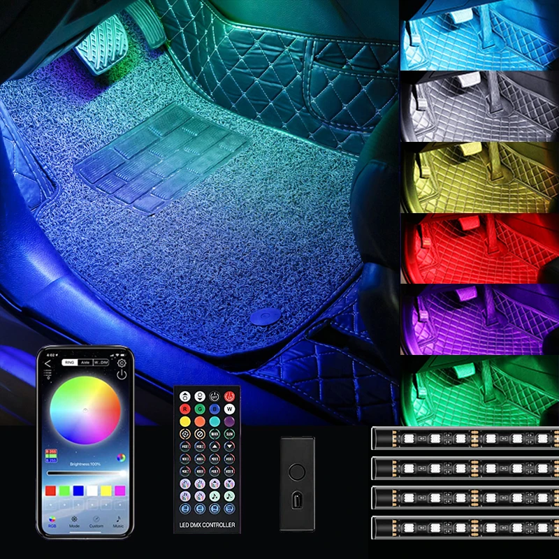 Светодиодный светильник для салона автомобиля с пультом дистанционного