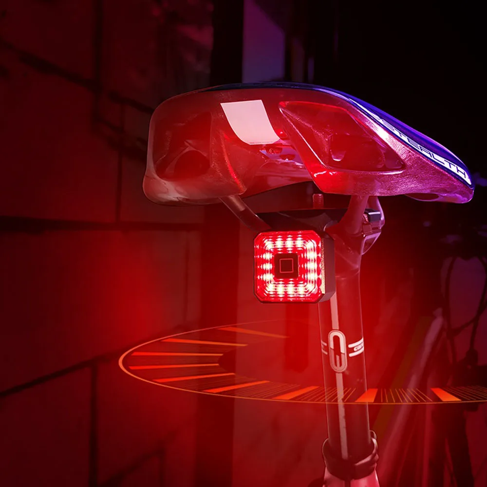 Smart Bicycle Light Rear Taillight Bike Accessories Auto On/Off USB Rechargeable Stop Signal Brake Lamp LED Safety Lantern | Спорт и