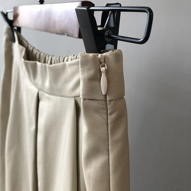 

2020 Autumn Korean Loose Safari Style Skirt Women Mid-Long Solid Cotton Umbrella A-Line Skirt