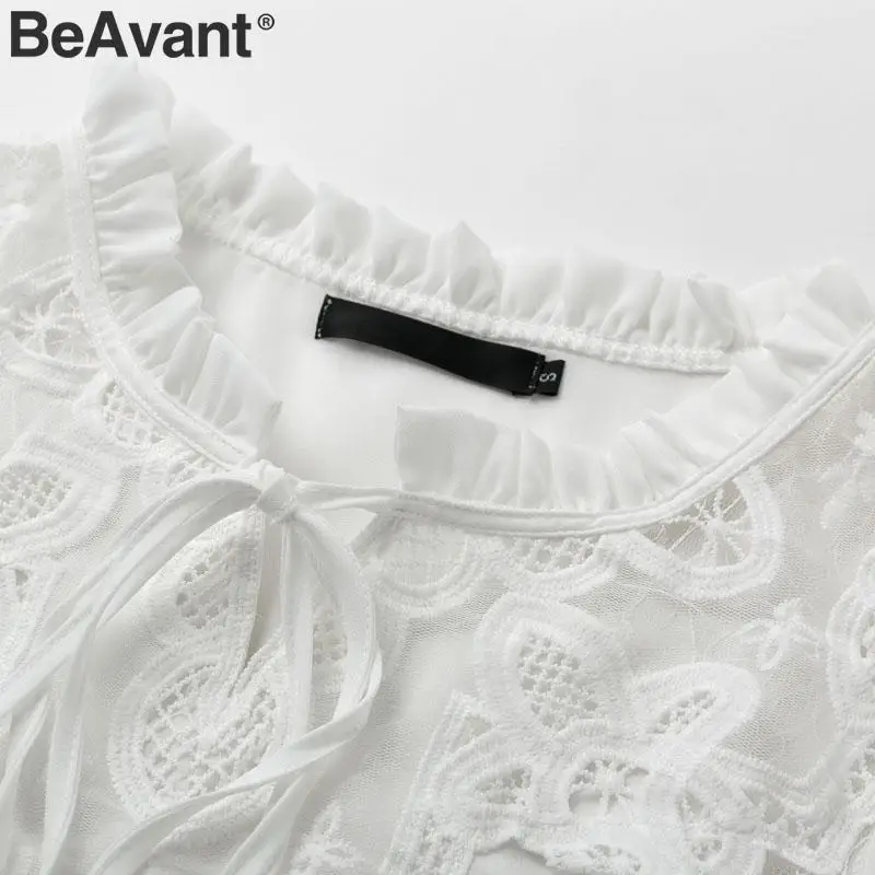 BeAvant элегантная шифоновая блузка на шнуровке для женщин с оборками и вышивкой