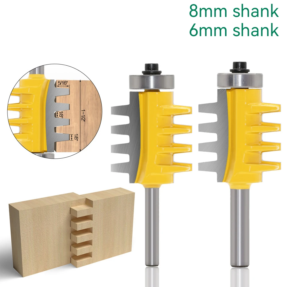 

8mm,6mm Shank Rail Reversible Finger Joint Glue Router Bit Cone Tenon Woodwork Cutter Power Tools Wood Router Cutter