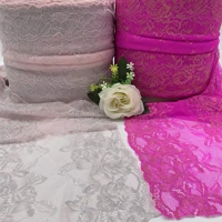 3ylot 22cm fuchsia silver elastic lace trim pink silver skirt hem underwear sewing craft diy apparel fabrics lace wholesales