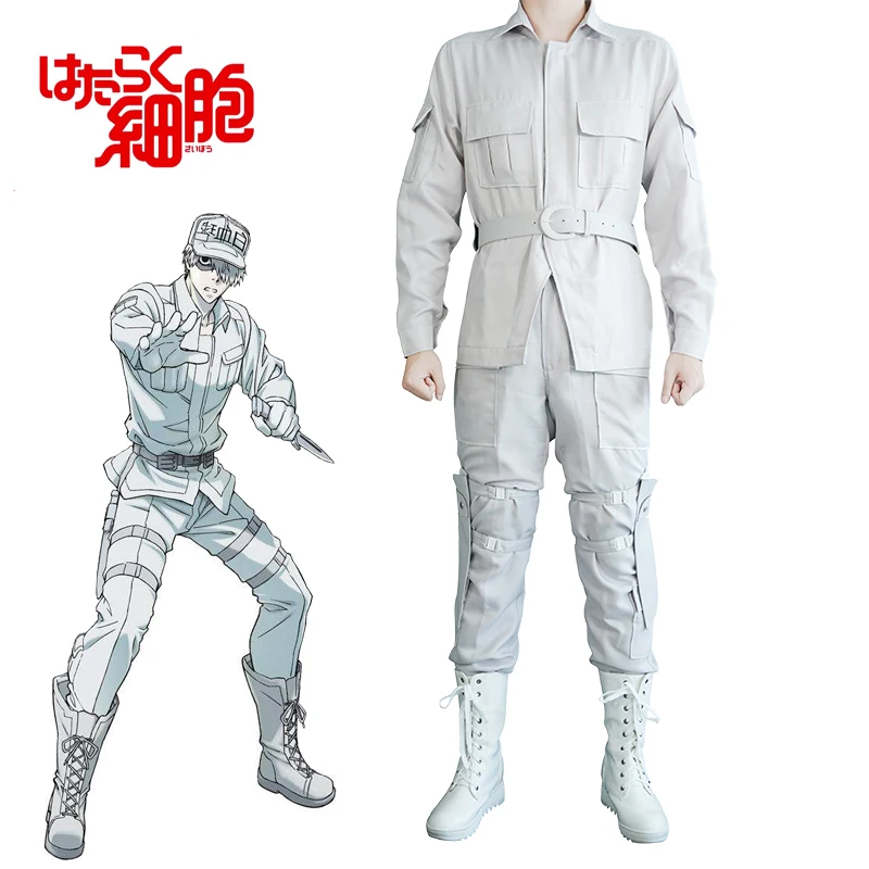 Униформа аниме для работы нейтрофильная шапка реквизит Hataraku Saibou одежда с белыми