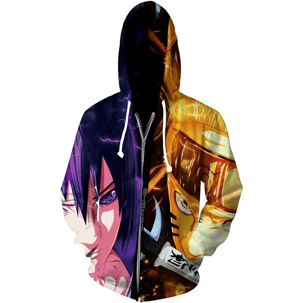 

New Anime Costume Uzumaki Hoodies Men Women Jackets Cosplay Hatake Kakashi 3D Printed Zipper Hoodie Streetwear Sweatshirt