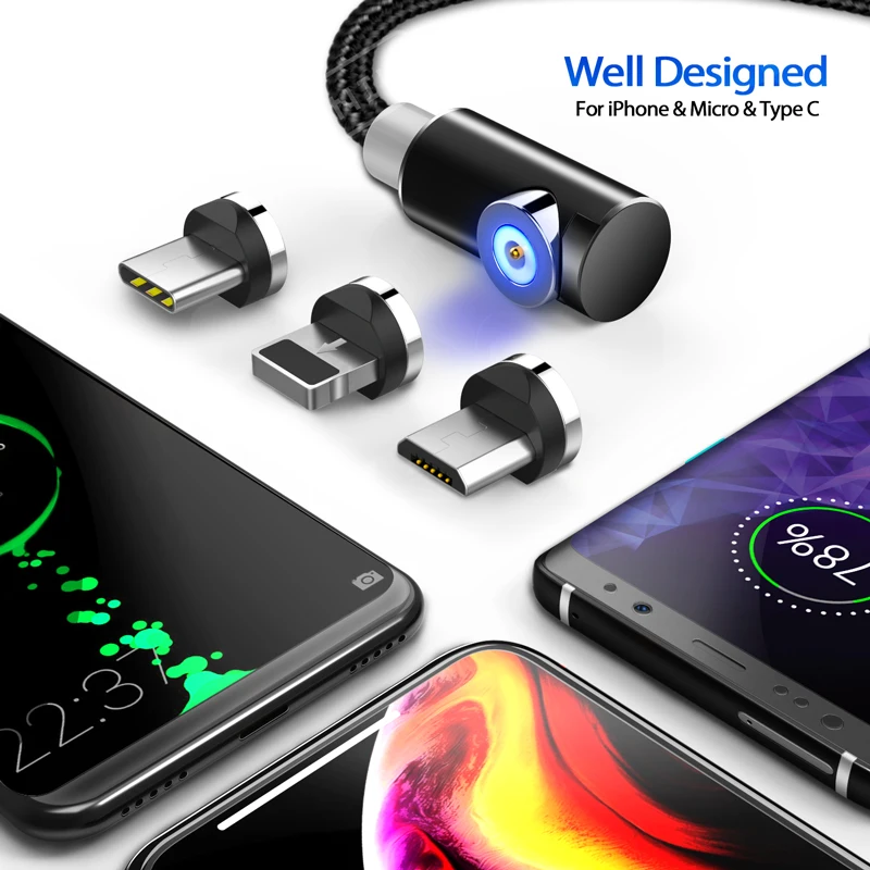 Магнитный кабель INIU для быстрой зарядки, USB кабель для iPhone XS 8, samsung, type C, зарядное устройство, магнит, Micro USB, Andriod, кабели для мобильных телефонов