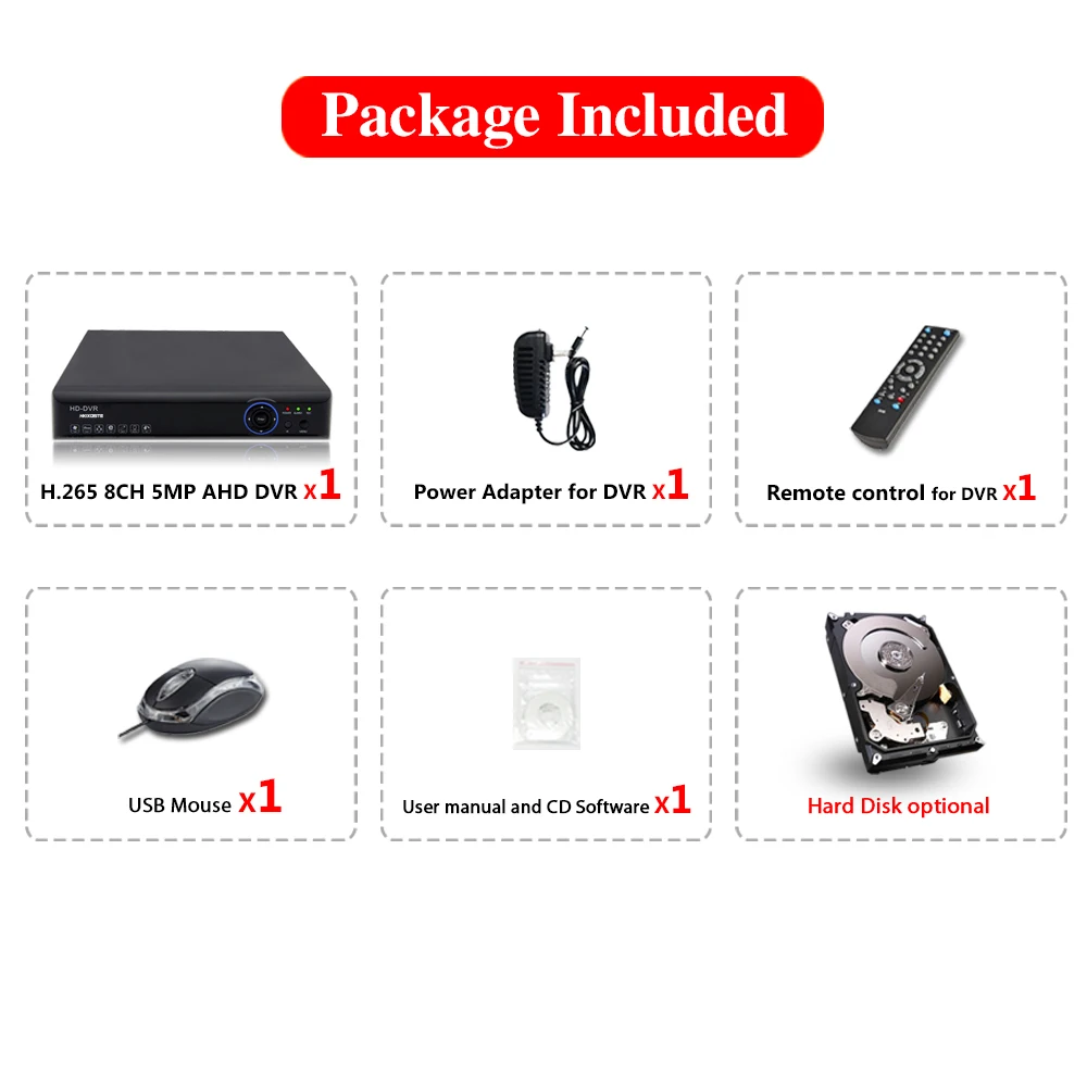 AI Face Detection AHD Network Digital Video Recorder 8CH H.265+ 5MP 4MP 1080P 6 in 1 Hybrid DVR IP Camera For CCTV Cameras Set |