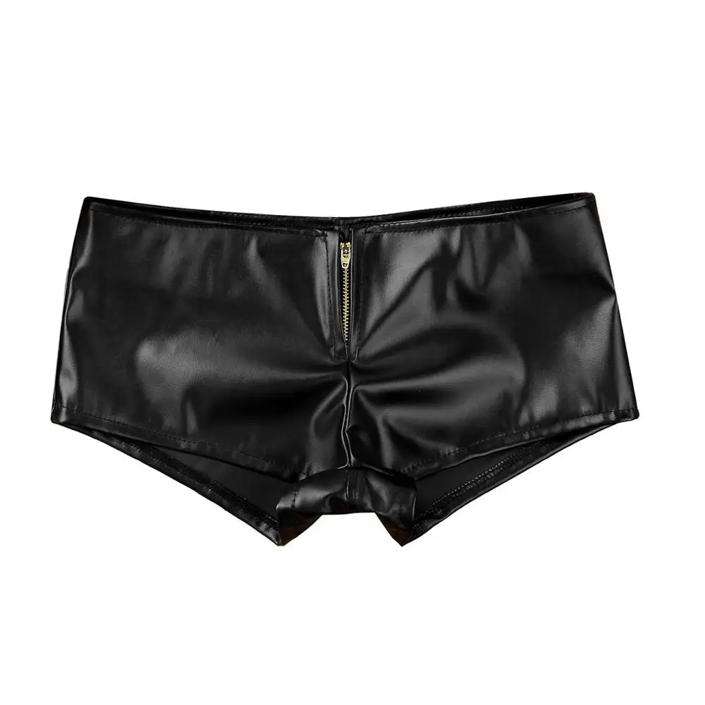 Женские сексуальные шорты Wetlook из искусственной кожи с заниженной талией Одежда