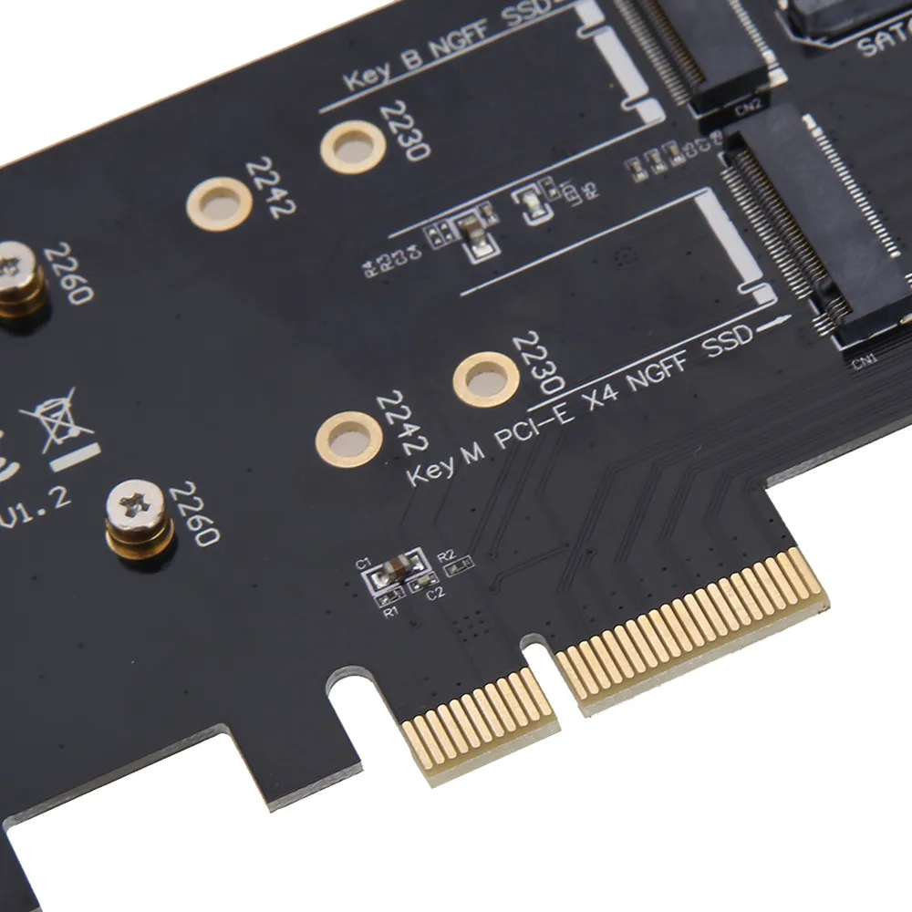 Двойной M.2 PCIe адаптер M2 SSD NVME M ключ SATA B Ключ к PCI e 3 0x4 Контроллер конвертер карта