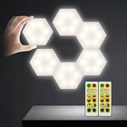 DIY светодиодный квантовый сенсорный датчик ночсветильник шестиугольный пульт дистанционного управления лампа с батарейным питанием светодиодный домашний настенный декоративный светильник s