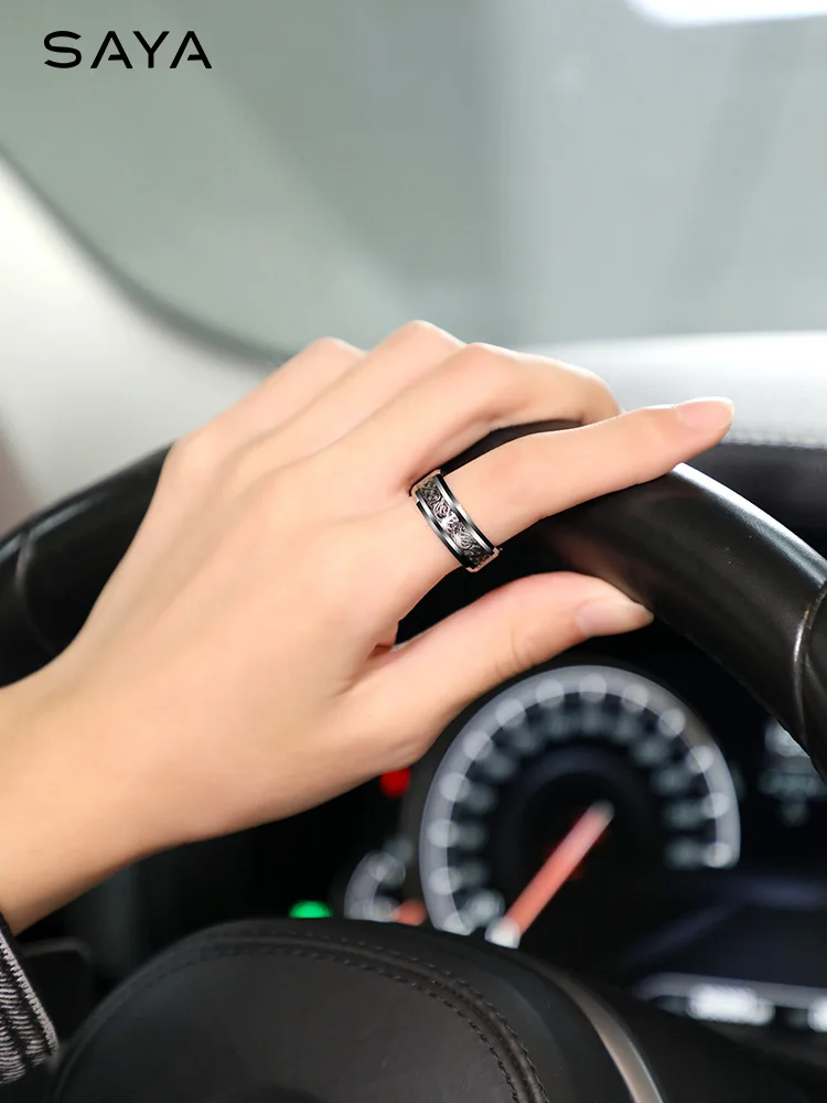 Ring for Men, Tungsten Dragon Pattern Ring, 8mm Width Band High Polished for Wedding, Free Shipping, Customized