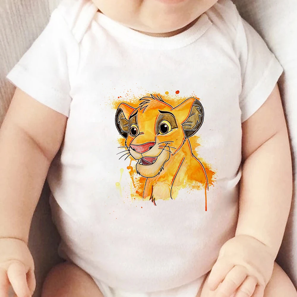 

Jumpsuit For Girls Lion King Print Cartoon Newborn Clothes Casual Cute Simba Toddler Short Sleeve 0-24M Bodysuits For Infants