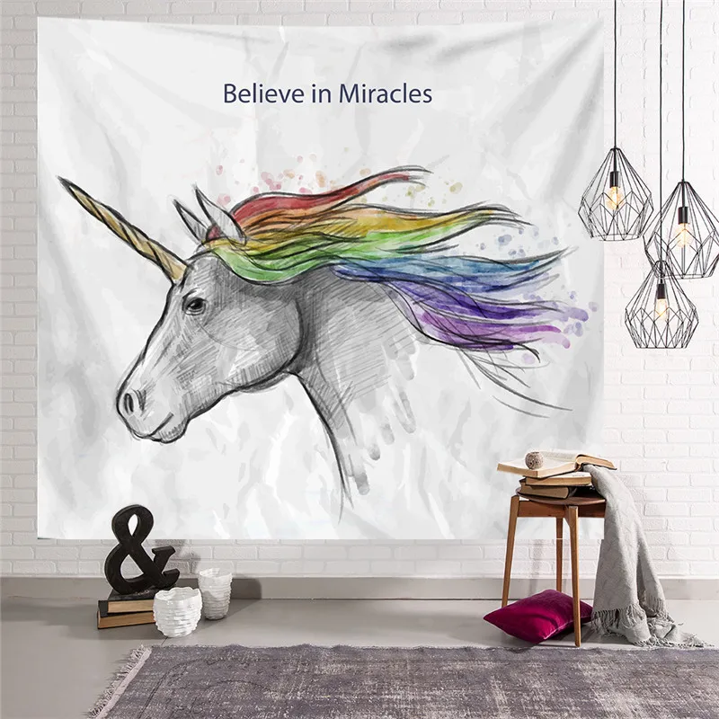 Гобелен в виде лошади фламинго Настенный Коврик для купания стиле хиппи домашний