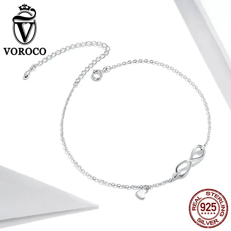 Женский ножной браслет VOROCO из серебра 925 пробы с драгоценными камнями S925|Анклеты|