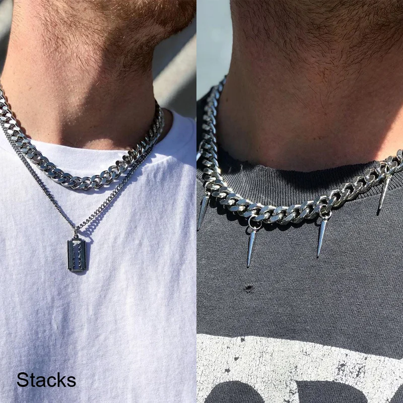 

CUBAN LINK 3 TO 7 MM STAINLESS STEEL NECKLACE FOR MEN CHOKER JEWELRY