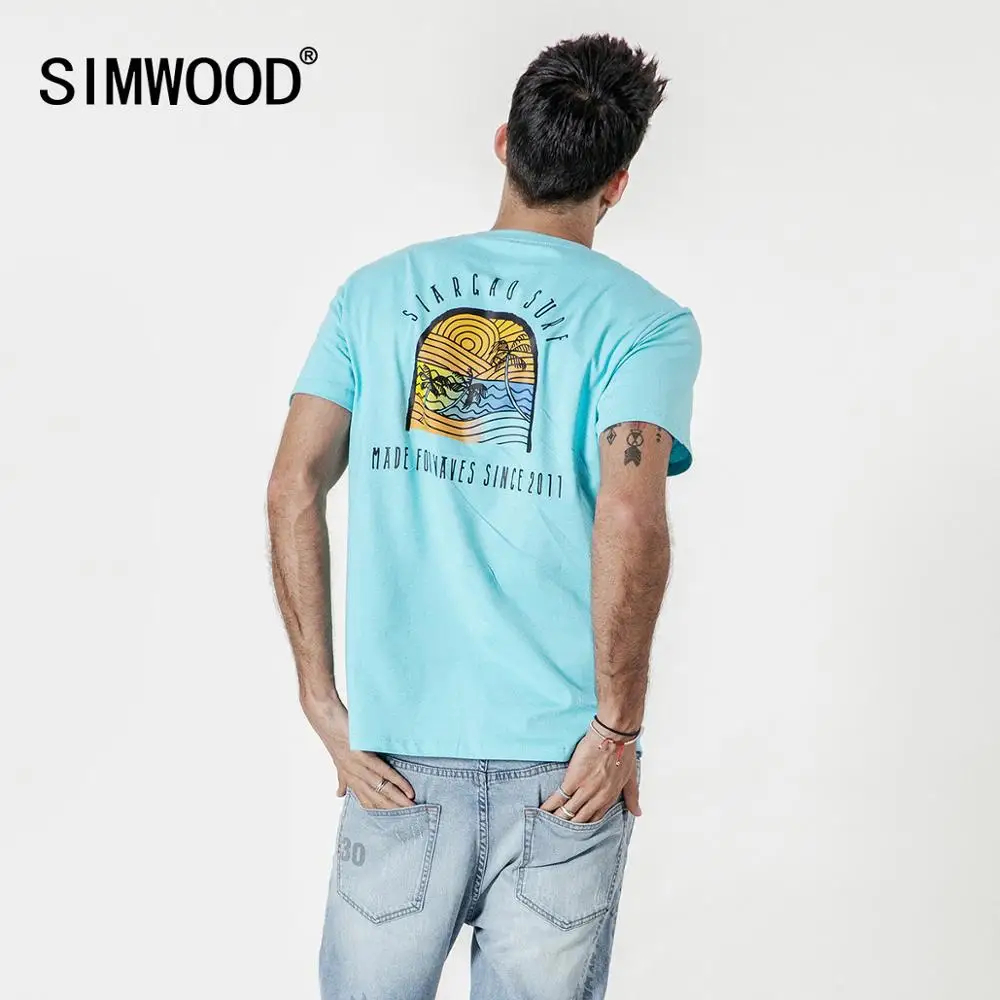 SIMWOOD 2021 летняя новая забавная футболка с рисунком мужская Тонкая Повседневная из