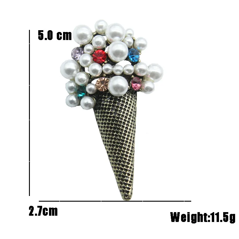 Женская Винтажная брошь в форме мороженого RHao золотистая с пряжкой для пальто