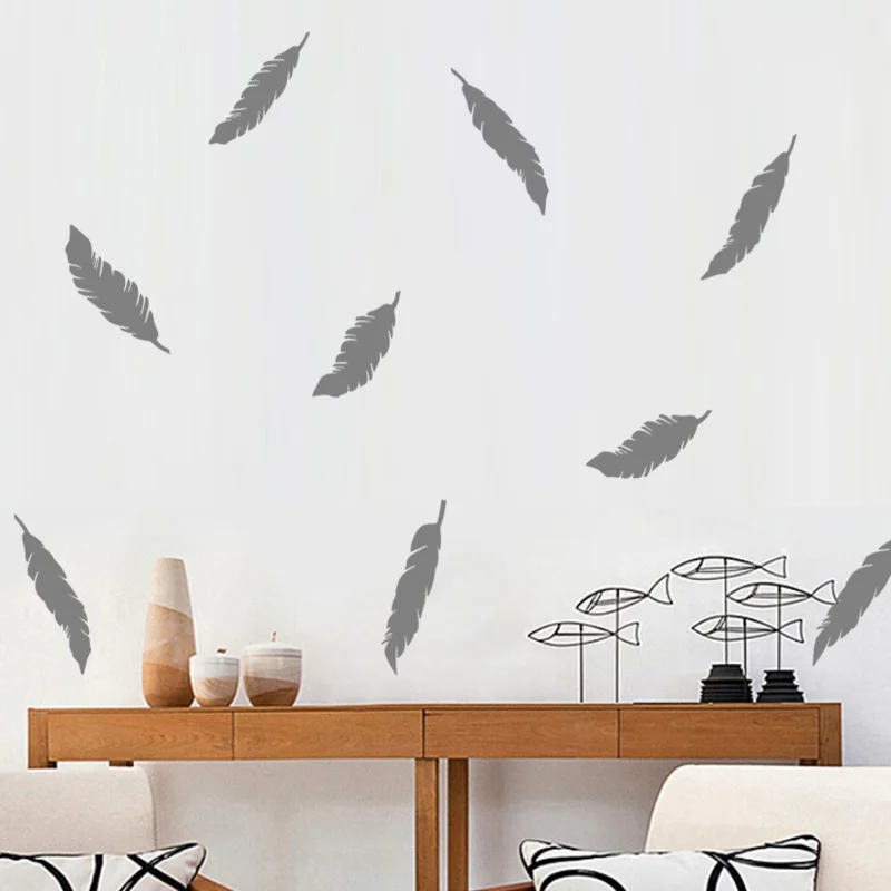1 шт. классические простые Стиль перо наклейки на стену украшение для столовой