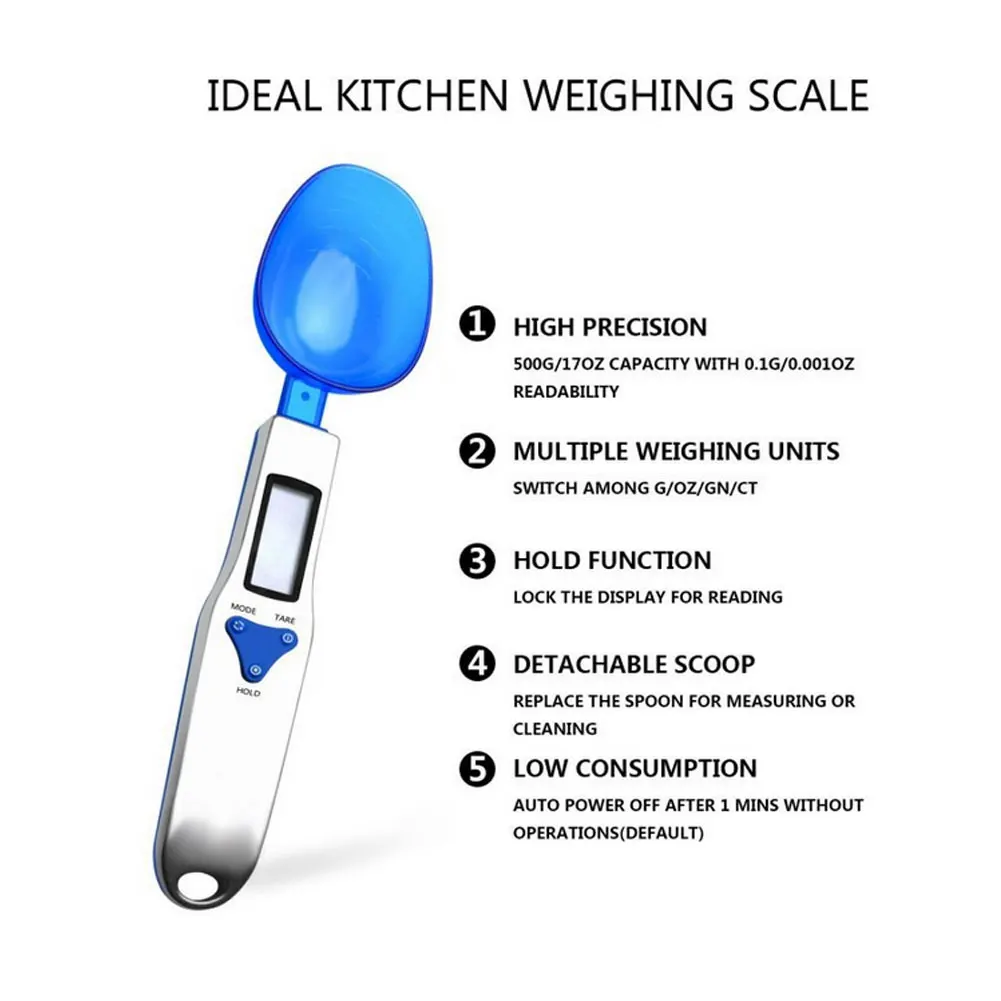 

500g/0.1g Kitchen Electronic Spoon Scales Cooking Tools LCD Digital Volumn Food Scales Portable Ladle Scale Weights Cake Tool