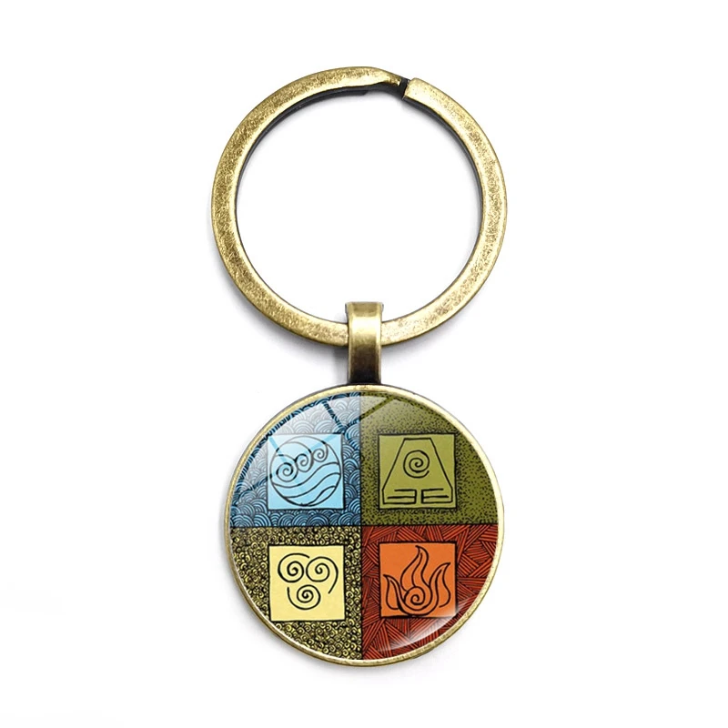 2020 Head The Last Airbender Keychain Kingdom Jewelry Air Nomad Fire and Water Tribe Glass Dome Pendant | Украшения и аксессуары
