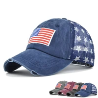 usa flag embroidery baseball cap unisex casual outdoor pentagram pattern sun hat breathable mesh caps velcro sports gorras hats