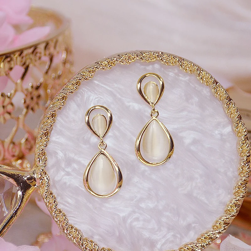 

YDL Temperament Drop Opal Women Earrings Charm Gradient Opal Stud Earring Wedding Bridal Jewelry Accessories Pendant Gfit