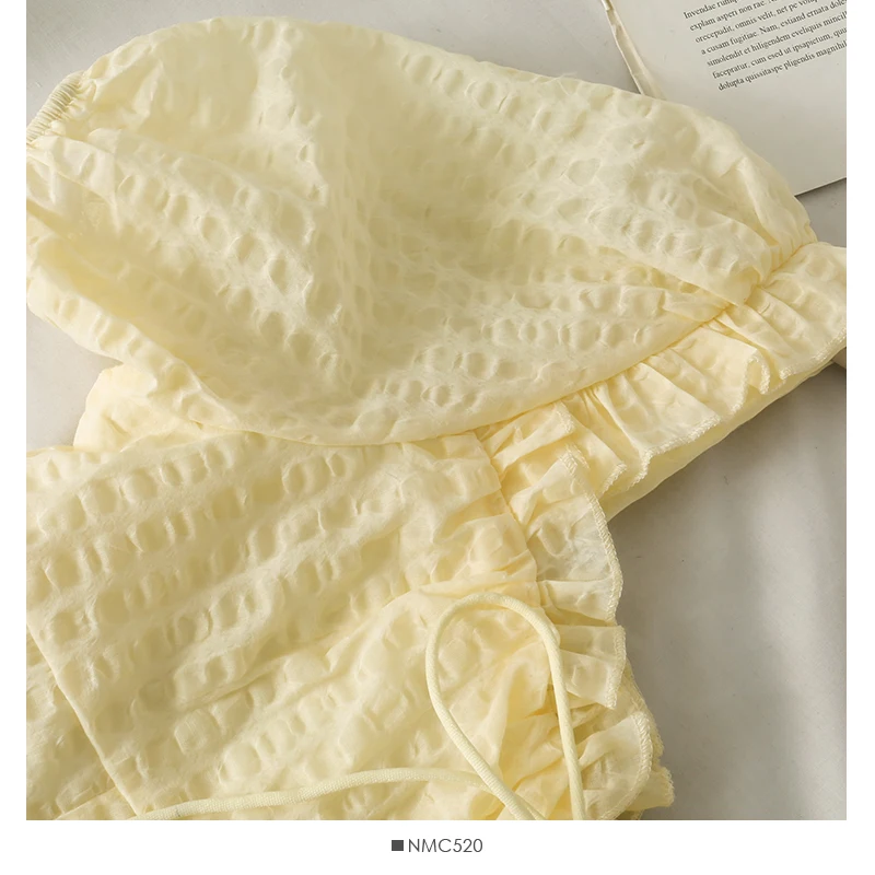 

Vintage Bow tie square neck wrinkled mid-length large swing dress women summer puff sleeve high waist dress dress vestidos