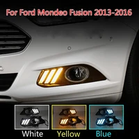 for ford mondeo fusion 2013 2014 2015 2016 dynamic yellow turning signal relay waterproof car drl lamp led daytime running light