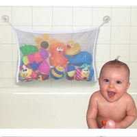 bathroom toy organizer hanging mesh net storage bag with 2 ultra strong hooked suction cups for kids toddlers baby